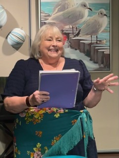 A woman reading a script
