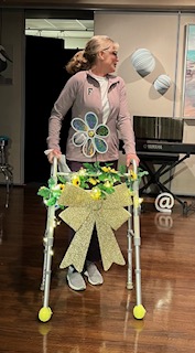 A woman with a walker