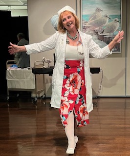 A woman in a nurse outfit